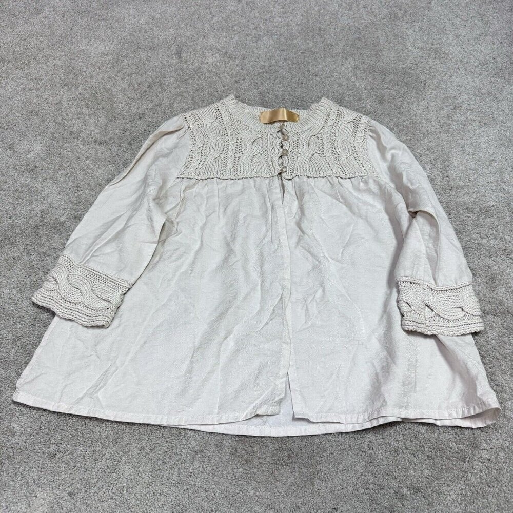 Level Ten Blouse Women’s Beige Long Sleeve Size Medium